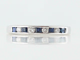 1ct Princess Cut Alternate Blue Sapphire Diamond Wedding Band 14k WhiteGold Over