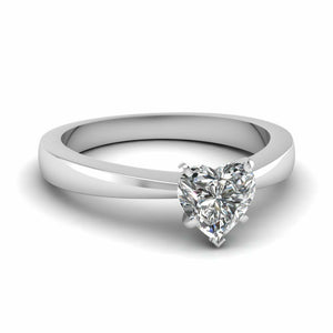 1ct Heart Cut Diamond Royal New Solitaire Engagement Ring 14k White Gold Finish