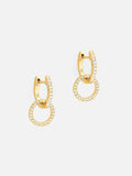 2ct Round Cut Diamond Dangling Circle Drop Earrings 14k Yellow Gold Finish