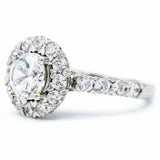 2.6ct Round Diamond Accents Halo Solitaire Engagement Ring 14k White Gold Finish