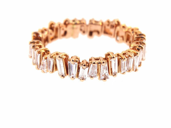 1ct Baguette Cut VVS1 Diamond Eternity Wedding Ring Band 14k Rose Gold Finish