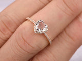 Heart Shape Morganite Engagement Ring 14k Rose Gold Finish Wedding Promise Women