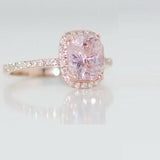 2ct Radiant Peach Morganite Diamond Accent Engagement Ring 18k Rose Gold Finish