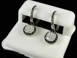 1.3ct Round Cut VVS1D Diamond Halo Dangle Earrings Women 14k White Gold Finish