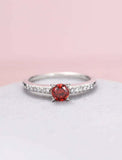 1ct Round Cut Garnet Engagement Ring Solitaire with Accent 14k White Gold Finish