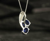 2ct Blue Sapphire Pendant Oval Two Stone Stylish 14k White Gold Finish NO CHAIN