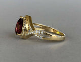 1.9ct Pear Cut Red Garnet Halo Infinity Engagement Ring 14k Yellow Gold Finish