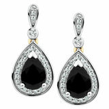 1.5ct Pear Cut Black Spinel Diamond Tear Drop Earrings 14k White Gold Finish New