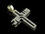 0.75ct Round Cut VVS1D Diamond Pendant Jesus Cross Charm 14k Yellow Gold Finish