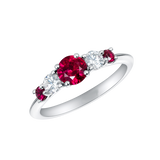 3Ct Round Cut Pink Ruby Alternate Diamonds Engagement Ring 14K White Gold Finish