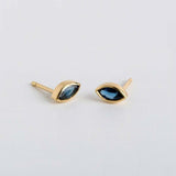 1ct Marquise Cut Blue Sapphire Solitaire Bezel Stud Earrings 14k YellowGold Over