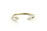 Open Cuff Stackable Wedding Band 0.5ct Round Cut Diamond 14k Yellow Gold Finish