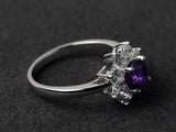 2.3ct Round Cut Purple Amethyst Engagement Ring 14k WhiteGold Finish Halo Floral