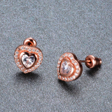 2ct Heart Cut VVS1 Diamond Heart Shape Wedding Stud Earrings 14k RoseGold Finish