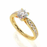 1.8ct Round Diamond Engagement Ring Accents with Solitaire 14k Yellow Gold Over