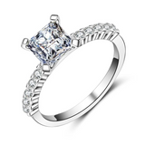 1.5Ct Princess Cut Solitaire with Accents Engagement Ring 14K White Gold Finish