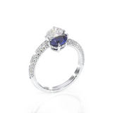 2ct Pear Cut Blue Sapphire Engagement Ring 14k WhiteGold Finish Bypass Solitaire