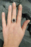 2.7ct Oval Cut Red Garnet Vintage Inspired Halo Ring 14k White Gold Finish