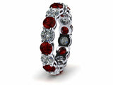 2ct Round Cut Red Garnet Eternity Wedding Band Ring 14k White Gold Finish