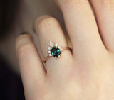 1.3ct Oval London Blue Topaz Engagement Ring 14k Rose Gold Finish Diamond Crown