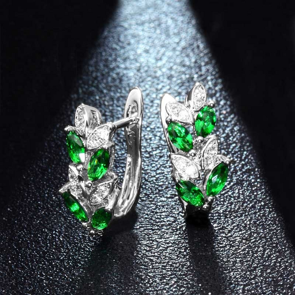 2Ct Marquise Cut Green Emerald Diamond Elegant Drop Earrings 14K White Gold Over