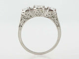 3ct Oval Diamond Engagement Ring Vintage Trilogy Solitaire 14k White Gold Finish