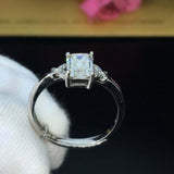 1.7ct Emerald Cut Diamond Solitaire Butterfly Accents Ring 14k White Gold Finish