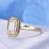 1ct Emerald Cut VVS1D Diamond Solitaire Engagement Ring 14k Yellow Gold Finish