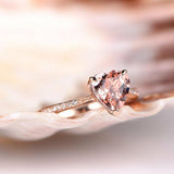 1ct Heart Cut Peach Morganite Solitaire Engagement Ring 18k Rose Gold Finish