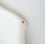 0.2ct Engagement Ring Baguette Cut Purple Amethyst Solitaire 14k YellowGold Over