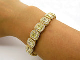 20Ct Radiant Yellow Sapphire Gatsby Halo Tennis Bracelet 14K Yellow Gold Finish