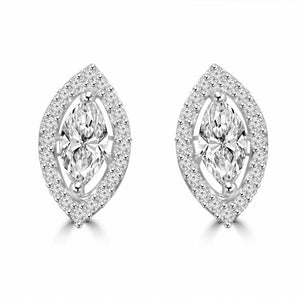 1ct Marquise Cut VVS1 Diamond Classic Stud Earrings Women 14k White Gold Finish