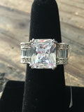 5Ct Radiant Cut Diamond Iced Eternity Engagement Ring 14K White Gold Over