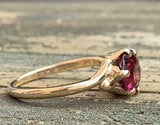 2ct Engagement Ring Round Cut Pink Ruby Swirl Solitaire 14k Yellow Gold Finish