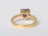 1ct Engagement Ring Heart Cut Purple Amethyst Solitaire 14k Yellow Gold Finish