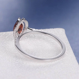 1.5ct Marquise Cut Red Garnet Engagement Ring Halo Diamond 14k White Gold Finish