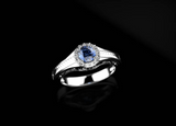 2ct Round Cut Blue Sapphire Engagement Ring 14k White Gold Finish Halo Vintage