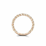 Dainty Twisted Rope Wedding Band 0.15ct Round Cut Diamond 14k Rose Gold Finish