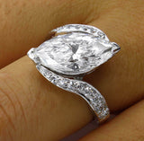 5Ct Marquise Diamond Swirl Bypass Solitaire Engagement Ring 14K White Gold Over