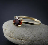 2ct Round Cut Red Garnet 4 Prong Solitaire Engagement Ring 14k YellowGold Finish