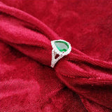 2ct Pear Cut Green Emerald Halo Split Shank Engagement Ring 14k White Gold Over