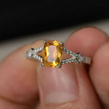 2ct Cushion Cut Yellow Citrine Engagement Ring 14k White Gold Finish Split Shank