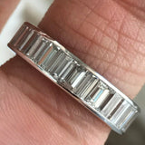 3.15ct Emerald Cut Diamond Wedding Ring Band Full Eternity 14k White Gold Finish