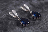 1.6ct Drop Earrings Pear Cut Blue Sapphire Solitaire Design 14k WhiteGold Finish