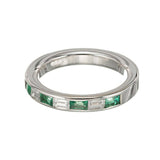 1.5ct Baguette Cut Green Emerald Wedding Band Half Eternity 14k WhiteGold Finish