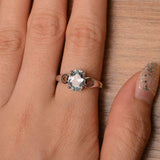 1ct Oval Cut Aquamarine Heart Valentine Gift Engagement Ring 14k White Gold Over