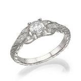 1.5ct Round Diamond Vintage Inspired Solitaire Accent Ring 14k White Gold Finish