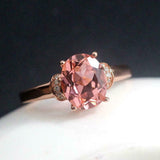 2ct Oval Morganite Engagement Ring Diamond Accent Solitaire 14k Rose Gold Finish