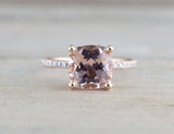 1.2ct Emerald Cut Peach Morganite Solitaire Engagement Ring 14k Rose Gold Finish