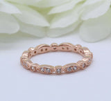 1ct Round Cut VVS1 Diamond Wedding Band Full Eternity Vintage 18k Rose Gold Over